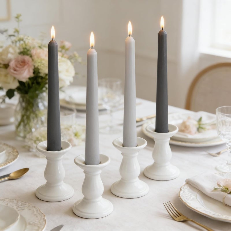Sihuida 12-Pack Gradient Grey Taper Candles, 10 Inch Unscented Dripless Candlesticks, Long-Lasting Burn Time of 7-8 Hours, Perfect for Dinners Parties Home Décor - Image 2